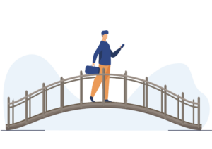 Vector Image Of Man Crossing A Bridge With A Briefcase And A Mobile Phone For Visio Asia Brand Authenticity Blog Post